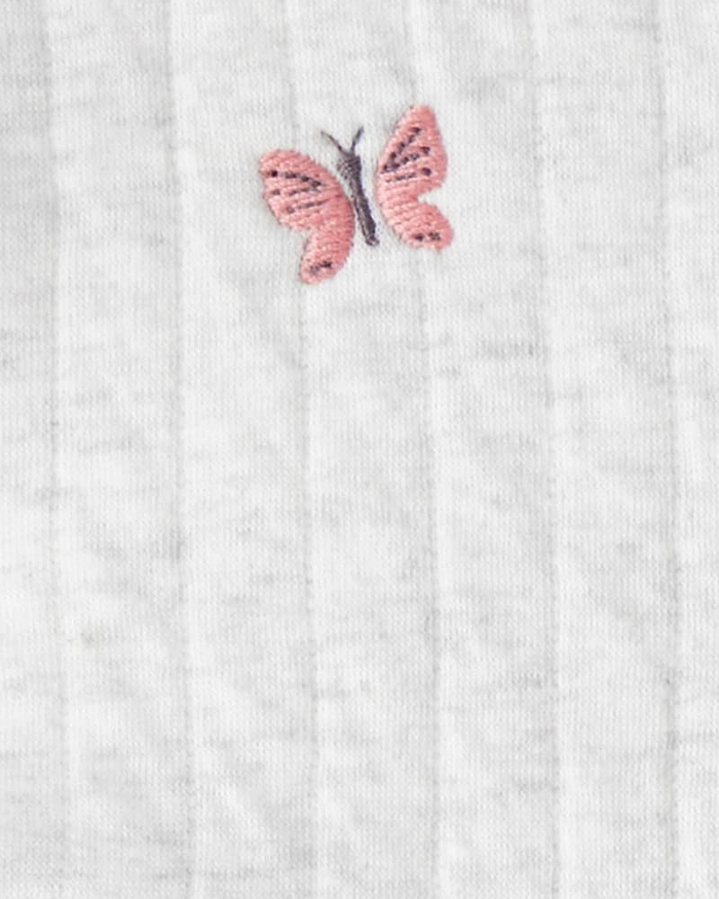 Baby Girl 3-Piece Butterfly Vest Outfit Set - Green