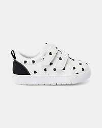 Baby Girl Heart Print Every Step® First Walker Casual Shoes - White/Black