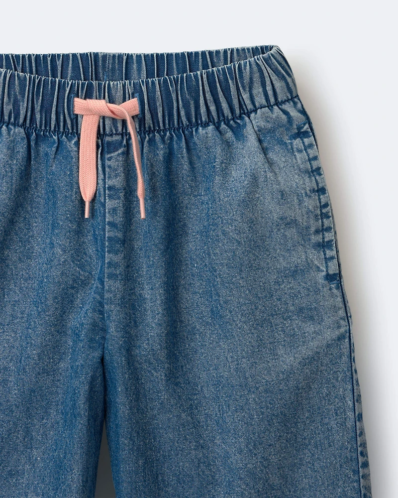 Toddler Girl Wide-Leg Cropped Pant Chambray