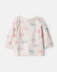 Baby Girl 3-Piece Bow Heart Print Long-Sleeve Dress Set - Orange