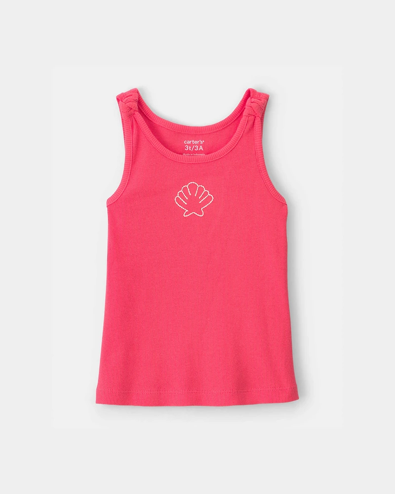 Toddler Girl Shell Ribbed Tank Top - Orange