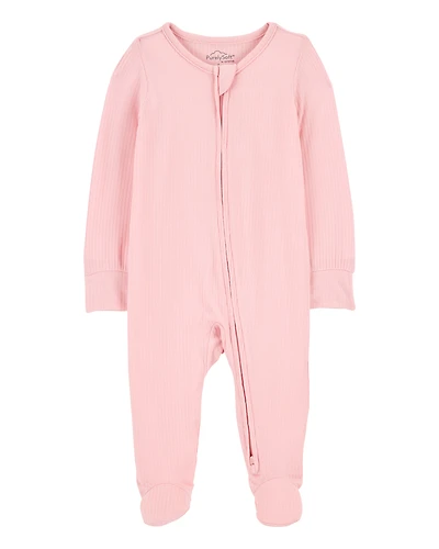 Baby Girl Solid 2-Way Zip PurelySoft Sleeper Pyjamas