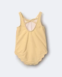 Toddler Girl Scalloped One-Piece Swimsuit Sun Print - Yellow