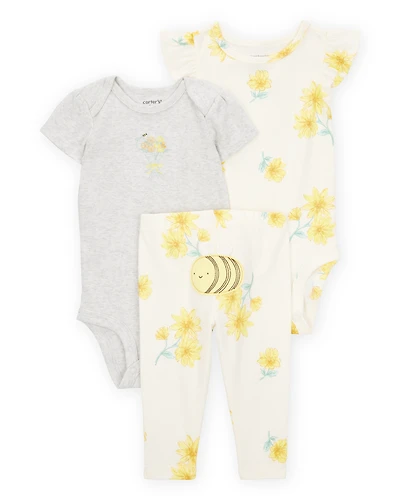 Baby Girl 3-Piece Bee Little Character Set® - Cream/Yellow