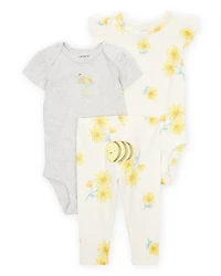 Baby Girl 3-Piece Bee Little Character Set® - Cream/Yellow