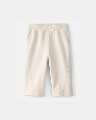 Baby Girl French Terry Wide-Leg Active Pants - Ivory