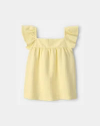 Toddler Girl Flutter-Sleeve Seersucker Top - Yellow