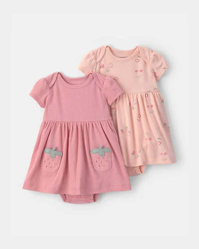 Baby Girl 2-Pack Strawberry Short-Sleeve Dresses - Pink