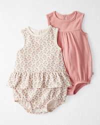 Baby Girl 2-Pack Organic Cotton Bubble Rompers
