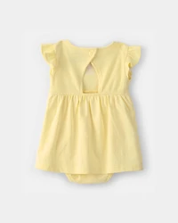 Baby Girl Sunshine Short-Sleeve Bodysuit Dress - Yellow