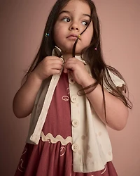 Toddler Girl Sleeveless Button-Down Top Dot Print