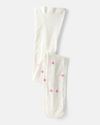Girls Heart Tights - Pink/White