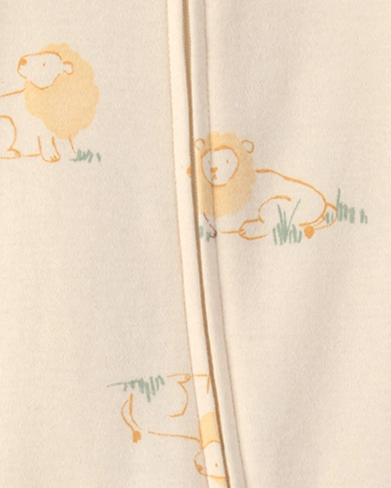 Baby Lion 100% Cotton 2-Way Zip Sleeper - Cream