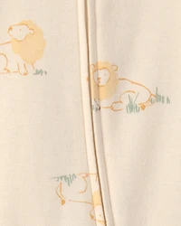 Baby Lion 100% Cotton 2-Way Zip Sleeper - Cream