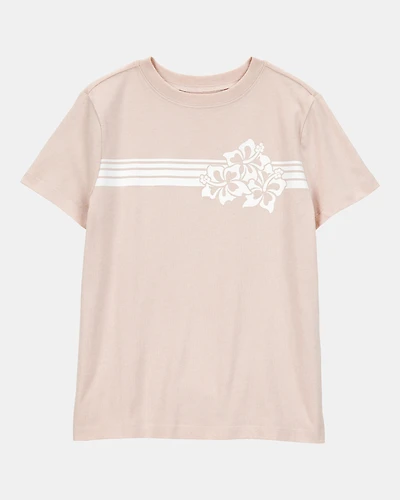 Boys Floral Short-Sleeve Graphic Tee - Khaki