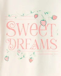 Girls Strawberry 100% Cotton Snug Fit 4-Piece Pyjama Set - Green/Pink