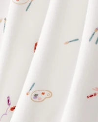 Baby Girl Paint Print PurelySoft Pull-On Pants - White/Purple