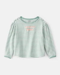 Toddler Girl 'Made of Magic' Striped Long-Sleeve Top - Green