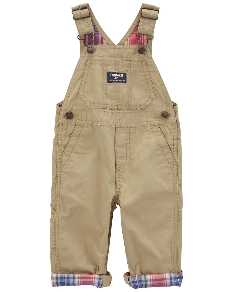 Baby Classic Plaid-Lined Canvas Overalls