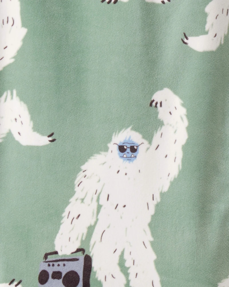 Boys Yeti Print DreamPlush Long-Sleeve Snug Fit 2-Piece Pajamas - Green