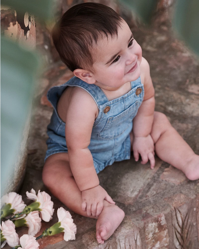 Baby Organic Cotton Chambray Shortall