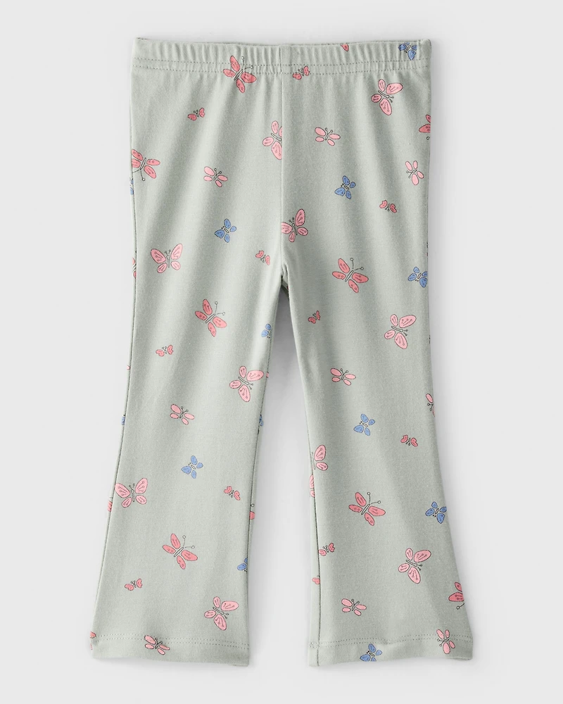 Baby Girl Butterfly Flare Pull-On Stretch Leggings - Green