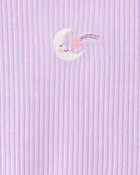 Toddler Girl Moon Rib Loose Fit 2-Piece Pyjama Set - Purple