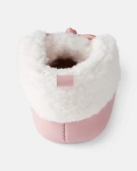 Baby Girl Sherpa Moccasin Boots - Pink/White