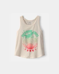 Girls 'Mermaid Vibes' Ombre Graphic Tank - Cream