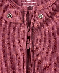 Baby Girl Floral Print Cotton Long-Sleeve 2-Way Zip Sleeper - Pink