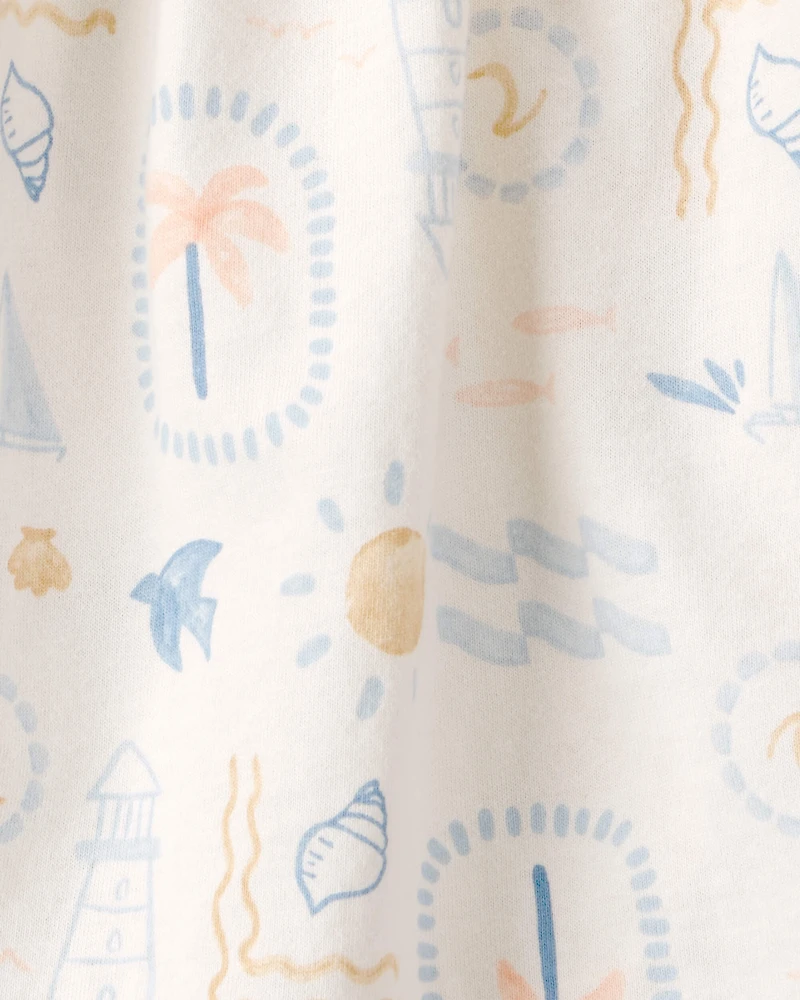 Baby Girl 2-Piece Beach Cardigan & Bodysuit Dress Set - Orange/Ivory