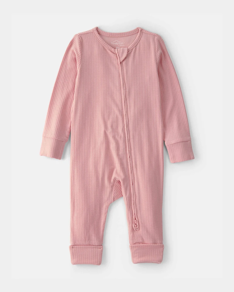 Baby Girl 2-Way Zip PurelySoft Sleeper - Pink