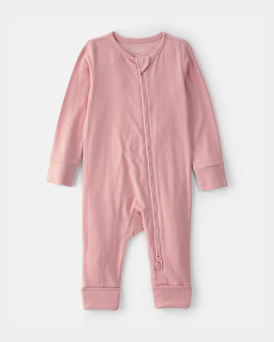 Baby Girl 2-Way Zip PurelySoft Sleeper - Pink