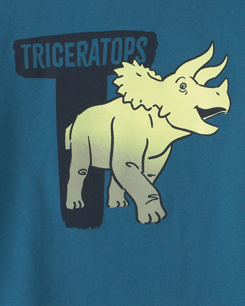 Toddler Boy Triceratops Dinosaur Graphic Tee – Blue
