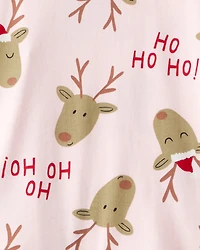 Adult Reindeer Snug Fit 2-Piece Pajamas - Pink