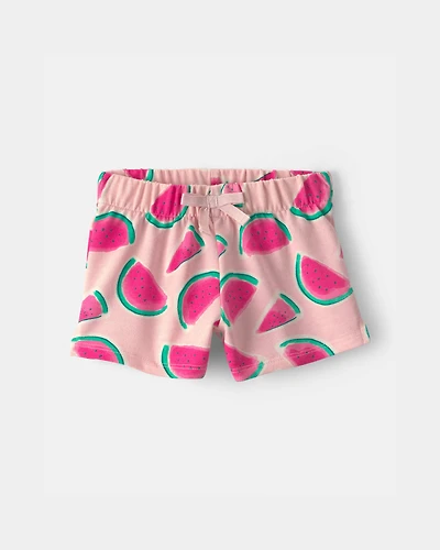 Baby Girl Watermelon French Terry Shorts - Pink
