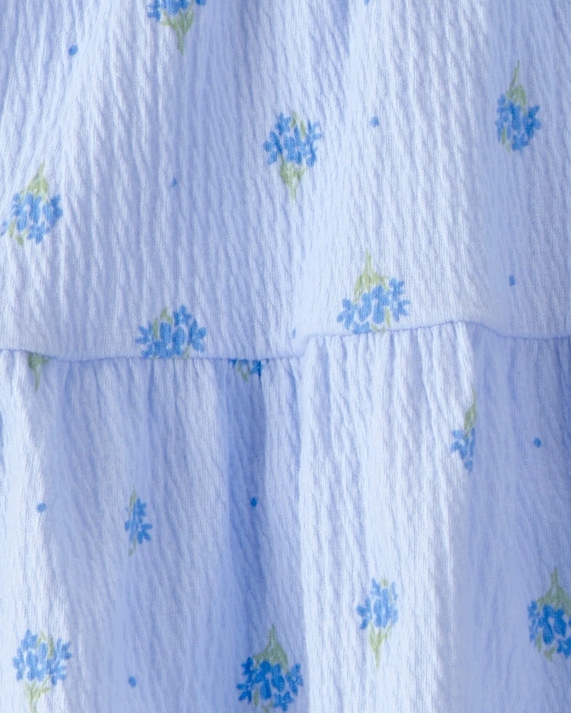 Toddler Girl 2-Piece Floral Top & Skort Set - Blue