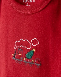 Baby Boy 3-Piece Train Print Long-Sleeve Bodysuits & Pant Set - Red