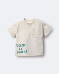 Toddler Boy Fueled By Snacks' Zipper Pocket Tee - Cream