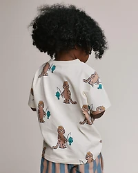 Toddler Dolman Tee Fishing Tiger Print - Cream