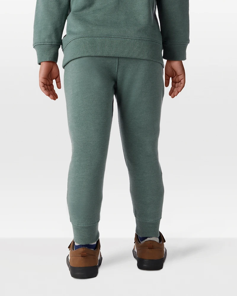 Toddler Boy Solid Fleece Cotton Jogger - Green