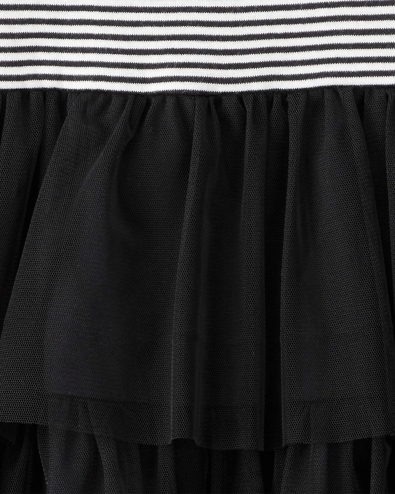 Kid Halloween Striped Tiered Tulle Dress
