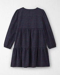 Girls Organic Cotton Dobby Dress Navy Floral