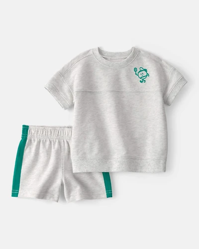 Baby Boy 2-Piece Pickleball Top & Short Set - Grey