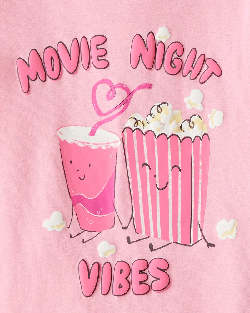 Girls Movie Print 100% Cotton Long-Sleeve 4-Piece Pyjamas - Black/Pink