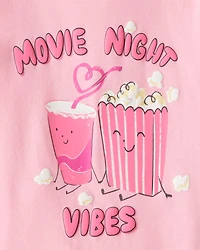Girls Movie Print 100% Cotton Long-Sleeve 4-Piece Pyjamas - Black/Pink