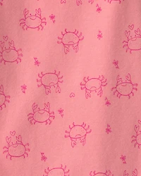 Baby Girl Crab Sleeveless Graphic Bodysuit - Pink