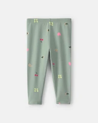 Baby Girl Butterfly Pull-On Stretch Leggings - Green