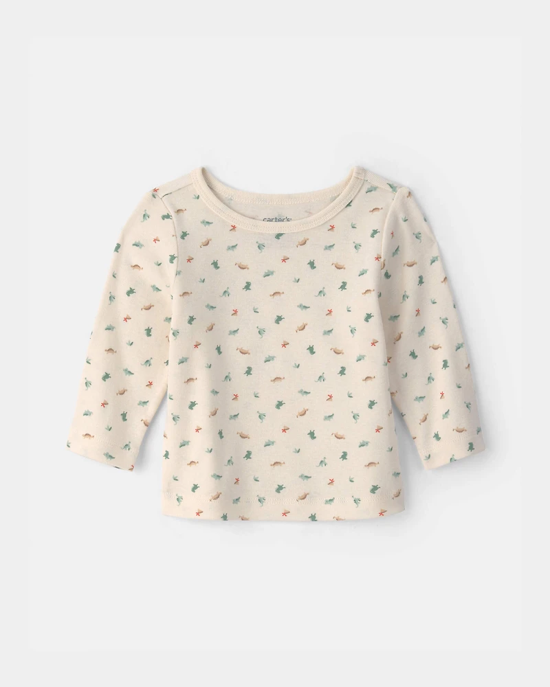 Baby 2-Piece Dinosaur Overall Set - Green/Cream