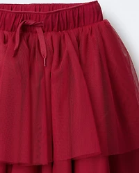 Toddler Girl Avenue Twirl™ Tiered Midi with Tulle - Red